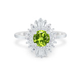 Art Deco Wedding Engagement Bridal Ring Baguette Round CZ 925 Sterling Silver