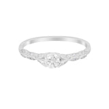 Petite Dainty Art Deco Wedding Engagement Ring Round CZ 925 Sterling Silver