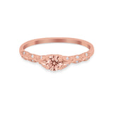 Petite Dainty Art Deco Wedding Engagement Ring Round CZ 925 Sterling Silver