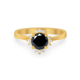 Halo Floral Art Deco Wedding Engagement Ring Round CZ 925 Sterling Silver