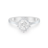 Halo Floral Art Deco Wedding Engagement Ring Round CZ 925 Sterling Silver