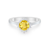 Halo Floral Art Deco Wedding Engagement Ring Round CZ 925 Sterling Silver