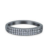 Half Eternity Ring Wedding Band Round Pave Simulated Cubic Zirconia 925 Sterling Silver (4mm)