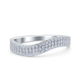 Half Eternity Ring Wedding Engagement Band Pave Simulated Cubic Zirconia 925 Sterling Silver (7mm)