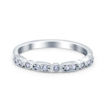 Half Eternity Ring Wedding Engagement Band Round Pave Simulated CZ 925 Sterling Silver (2.5mm)