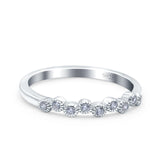 Half Eternity Ring Wedding Engagement Band Round Pave Simulated Cubic Zirconia 925 Sterling Silver (3mm)