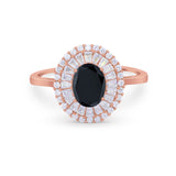 Art Deco Wedding Ring Oval Round Simulated Cubic Zirconia 925 Sterling Silver