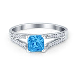 Princess Cut Wedding Ring Simulated Cubic Zirconia 925 Sterling Silver