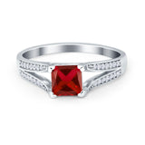 Princess Cut Wedding Ring Simulated Cubic Zirconia 925 Sterling Silver