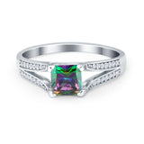 Princess Cut Wedding Ring Simulated Cubic Zirconia 925 Sterling Silver