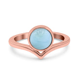 Chevron Midi Thumb Ring Solitaire Band Ring Simulated Larimar CZ 925 Sterling Silver
