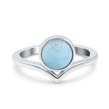 Chevron Midi Thumb Ring Solitaire Band Ring Simulated Larimar CZ 925 Sterling Silver
