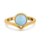 Chevron Midi Thumb Ring Solitaire Band Ring Simulated Larimar CZ 925 Sterling Silver