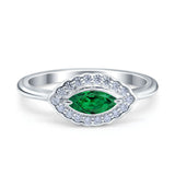 Floral Marquise Engagement Ring Simualted Cubic Zirconia 925 Sterling Silver
