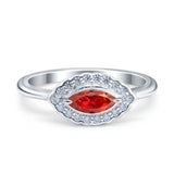 Floral Marquise Engagement Ring Simualted Cubic Zirconia 925 Sterling Silver