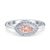 Floral Marquise Engagement Ring Simualted Cubic Zirconia 925 Sterling Silver