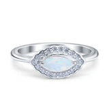Floral Marquise Engagement Ring Simualted Cubic Zirconia 925 Sterling Silver