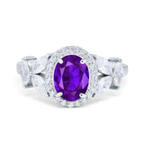Oval Art Deco Engagement Ring Simulated Cubic Zirconia 925 Sterling Silver