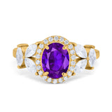 Oval Art Deco Engagement Ring Simulated Cubic Zirconia 925 Sterling Silver