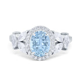 Oval Art Deco Engagement Ring Simulated Cubic Zirconia 925 Sterling Silver