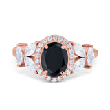 Oval Art Deco Engagement Ring Simulated Cubic Zirconia 925 Sterling Silver