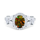 Oval Art Deco Engagement Ring Simulated Cubic Zirconia 925 Sterling Silver