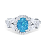 Oval Art Deco Engagement Ring Simulated Cubic Zirconia 925 Sterling Silver