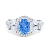 Oval Art Deco Engagement Ring Simulated Cubic Zirconia 925 Sterling Silver