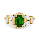 Oval Art Deco Engagement Ring Simulated Cubic Zirconia 925 Sterling Silver