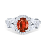 Oval Art Deco Engagement Ring Simulated Cubic Zirconia 925 Sterling Silver