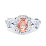 Oval Art Deco Engagement Ring Simulated Cubic Zirconia 925 Sterling Silver