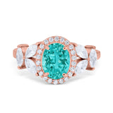 Oval Art Deco Engagement Ring Simulated Cubic Zirconia 925 Sterling Silver