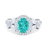 Oval Art Deco Engagement Ring Simulated Cubic Zirconia 925 Sterling Silver