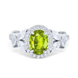 Oval Art Deco Engagement Ring Simulated Cubic Zirconia 925 Sterling Silver