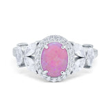 Oval Art Deco Engagement Ring Simulated Cubic Zirconia 925 Sterling Silver