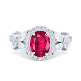 Oval Art Deco Engagement Ring Simulated Cubic Zirconia 925 Sterling Silver