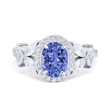 Oval Art Deco Engagement Ring Simulated Cubic Zirconia 925 Sterling Silver