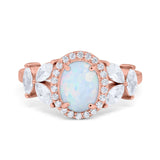 Oval Art Deco Engagement Ring Simulated Cubic Zirconia 925 Sterling Silver