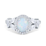 Oval Art Deco Engagement Ring Simulated Cubic Zirconia 925 Sterling Silver