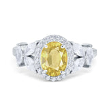 Oval Art Deco Engagement Ring Simulated Cubic Zirconia 925 Sterling Silver