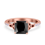 Cushion Cut Celtic Wedding Ring Simulated Cubic Zirconia 925 Sterling Silver