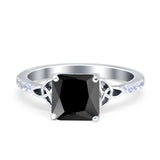 Cushion Cut Celtic Wedding Ring Simulated Cubic Zirconia 925 Sterling Silver