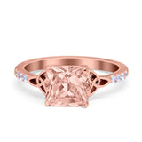 Cushion Cut Celtic Wedding Ring Simulated Cubic Zirconia 925 Sterling Silver