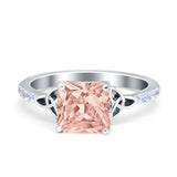 Cushion Cut Celtic Wedding Ring Simulated Cubic Zirconia 925 Sterling Silver