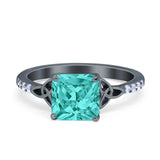 Cushion Cut Celtic Wedding Ring Simulated Cubic Zirconia 925 Sterling Silver