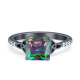 Cushion Cut Celtic Wedding Ring Simulated Cubic Zirconia 925 Sterling Silver