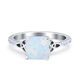Cushion Cut Celtic Wedding Ring Simulated Cubic Zirconia 925 Sterling Silver