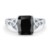 Emerald Cut Celtic Engagement Ring Simulated Cubic Zirconia 925 Sterling Silver