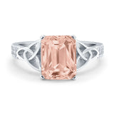 Emerald Cut Celtic Engagement Ring Simulated Cubic Zirconia 925 Sterling Silver