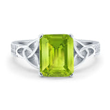 Emerald Cut Celtic Engagement Ring Simulated Cubic Zirconia 925 Sterling Silver